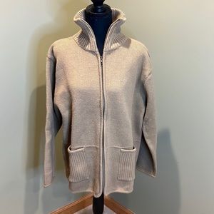 Tally Ho Women's Sweater Zipper Cardigan Camel